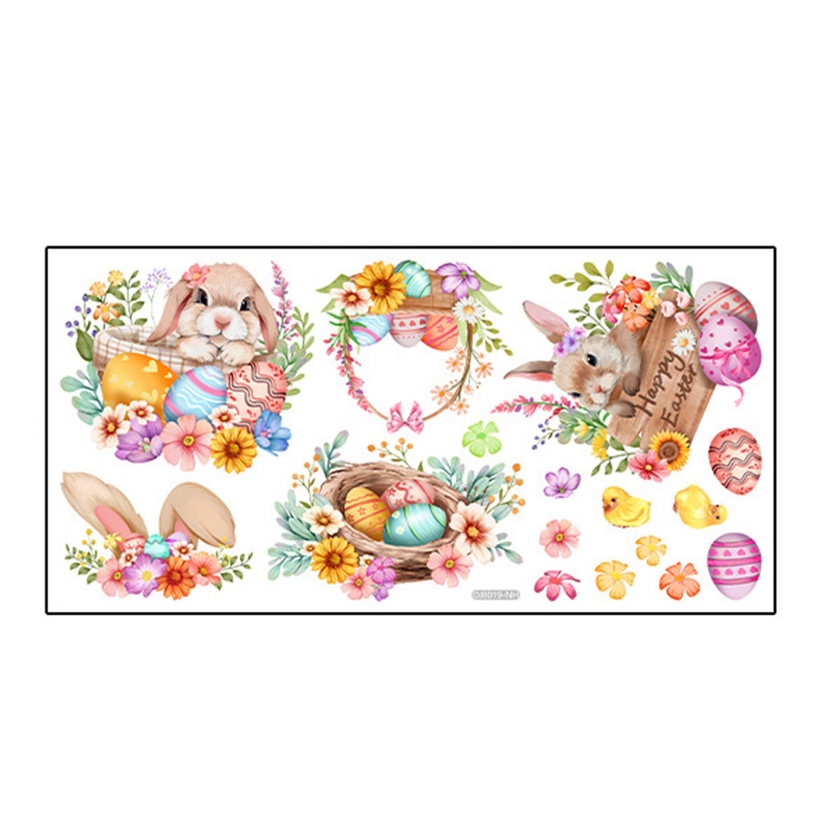 

Счастливой Пасхи Наклейки на стену Красочные яйца Морковь Мультфильм Наклейки для домашнего декора