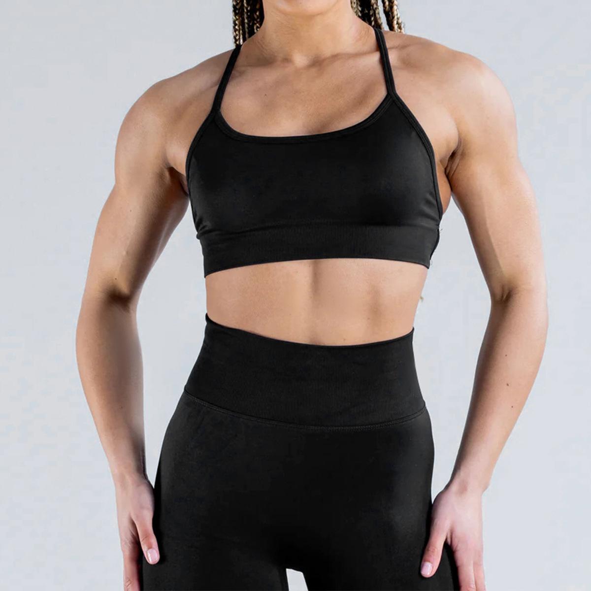 

Бесшовный бюстгальтер для йоги с перекрестной спинкой, фитнес-спортивное нижнее белье с открытой спиной, верхняя одежда, фитнес-бюстгальтер для женщин XS