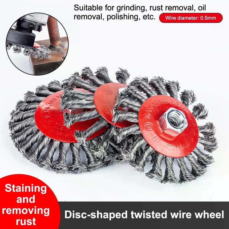 Twisted Steel Wire Wheel Abrasive 75/100mm M14 Steel Wire Cup Brush Powerful Paint Removal Rotary Tool For Angle Grinder Debu