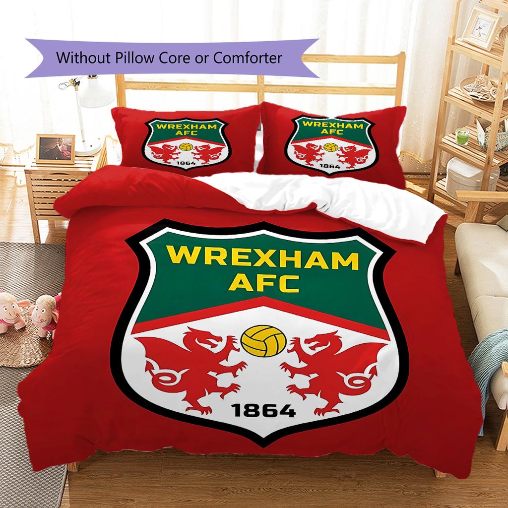 Wrexham Football Club LogoPattern Bedding,Quilt Set Quilt Cover Pillowcase Home Birthday Gift (1 * Duvet Cover + 2 * Pillowcase, Without Core)