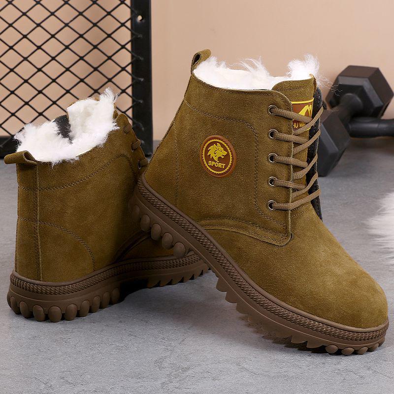 

Men s and Women s Extra Thick Non-Slip High-Top Winter Boots - Pure Wool, Leather, and Fur, Cold-Proof for Rain and Snow. 42
