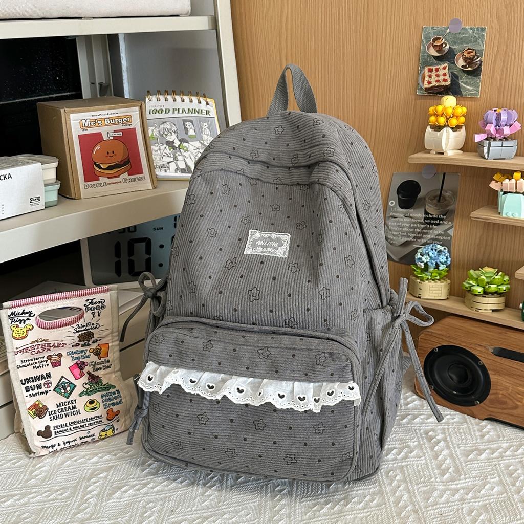 Schoolbag college style small fresh girl travel small backpack Korean ins lace high value student schoolbag backpack