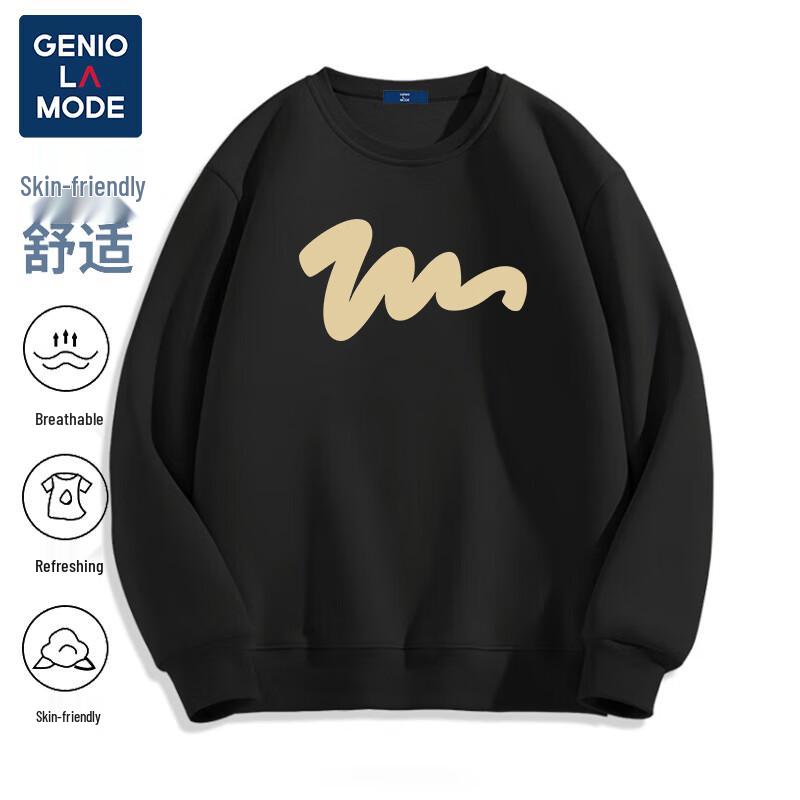 

GENIOLAMODE Men s American Style Loose Fit Round Neck Sweatshirt XL