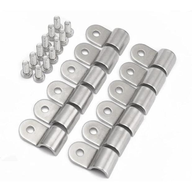 12pcs Stainless Steel Single Line Clamps 1/4" Modified Fits Fuel Line, Air, Electrical, Brake Lines (EPLC3250 (1/4" 6.3mm))