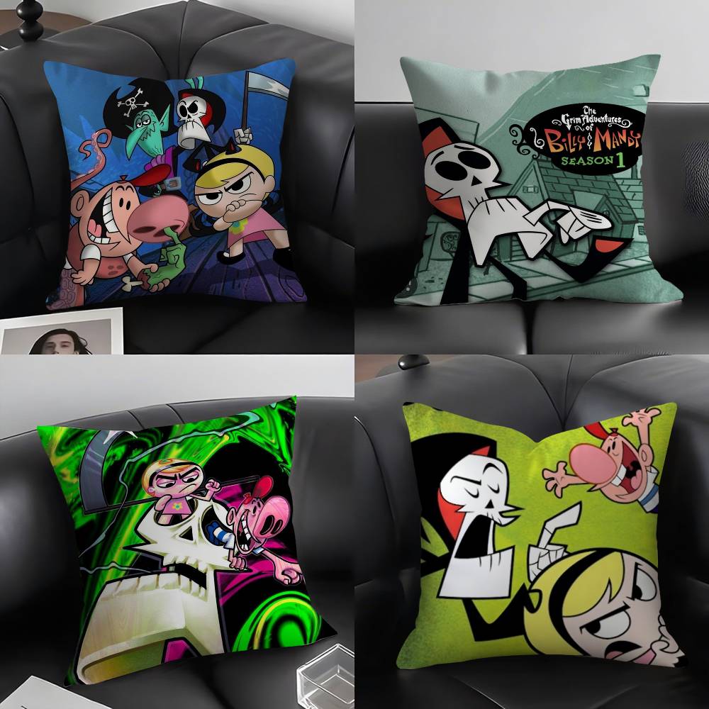 B-Billy & Mandy'sAdventure Pillow Case Home Dorm Chair Back Short Plush Double-sided Printing Office Nap Time Cushion Cover