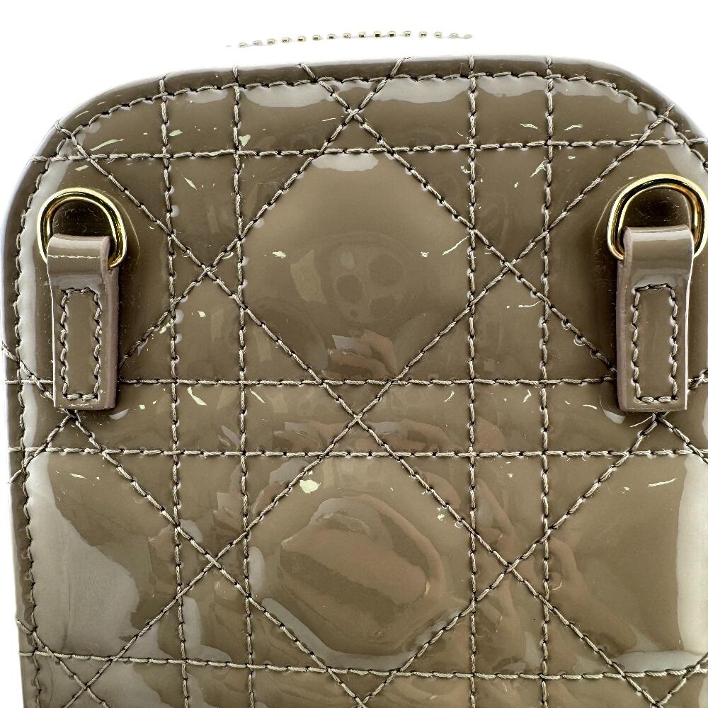 Dior Phone holder Lady Dior Canage Patent leather Lady Dior Call'in Dior Pouch beige Patent leather Used