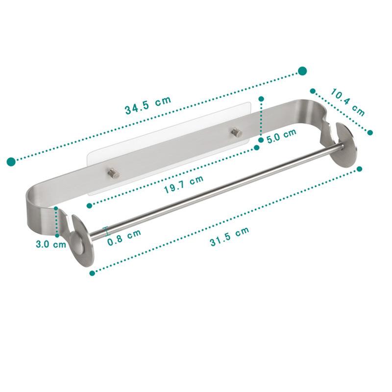 Stainless Steel Paper Towel Holder Kitchen Bathroom Roll Paper Dispenser No Drilling Tissue Hanging Rack
