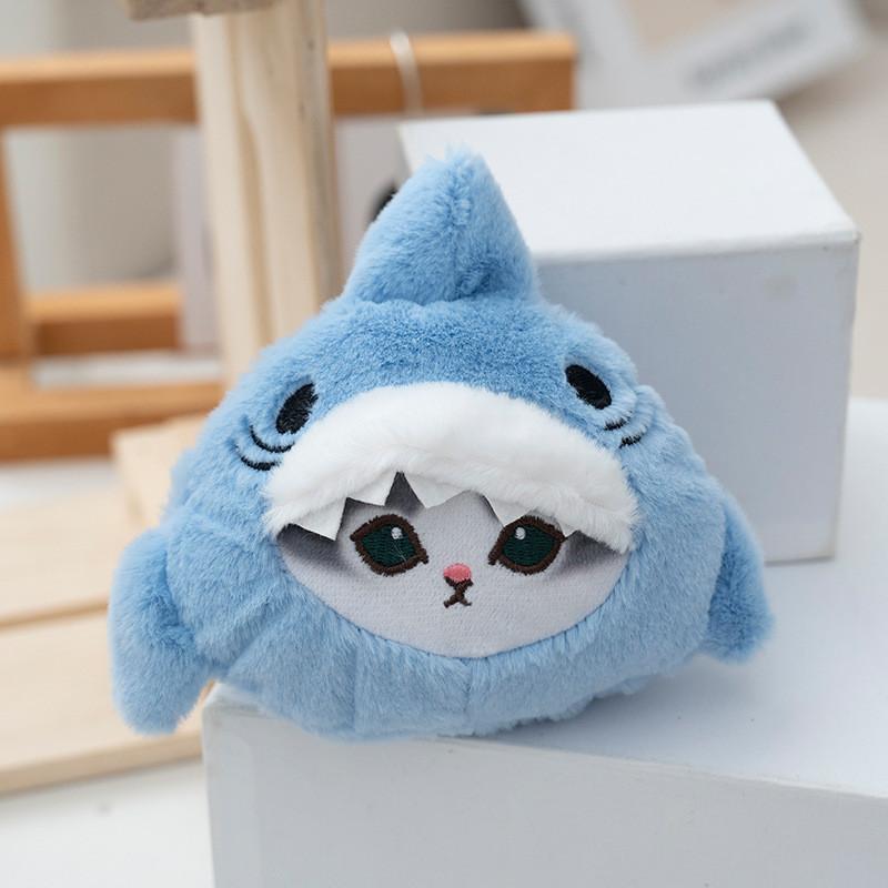 Blue Shark Cute Stuffed Keychain Soft Pp Cotton Fill Plush Toy For Kids Gift