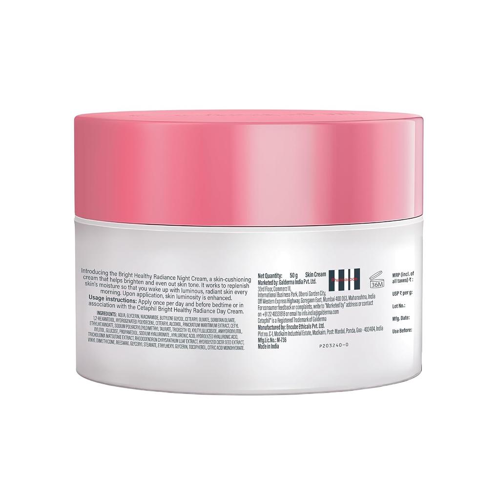 Cetaphil Brightening Night Comfort Cream - 50 g| For Dark Spots, Uneven Skin Tone| Hyaluronic Acid & Niacinamide