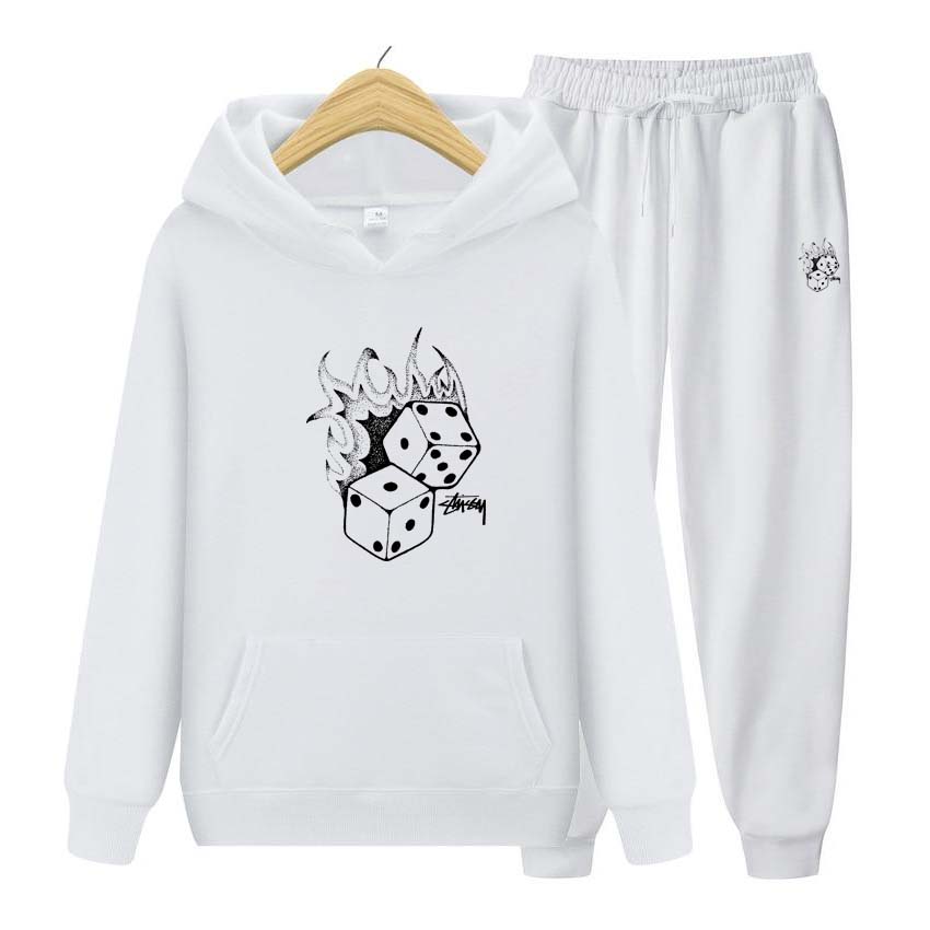 Fashion Tracksuit For Women Men Dice Print Hoodie Clothing Men Running Set Jogging Trouser Patchwork Fitness Run Suit Clothing