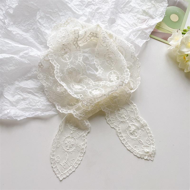 Korean Version Ins Pure Desire Lace Long Scarf Women's Spring Summer Hot Girl Layering French Accessories Hair Tie Headband