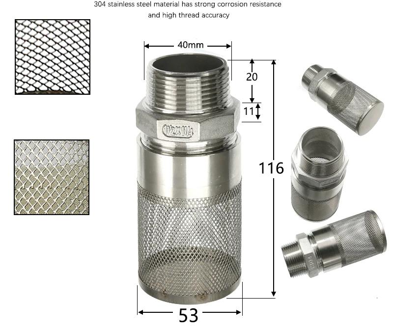 304 Stainless Steel Female Thread Filter Mesh Filter Circular Filter Head
