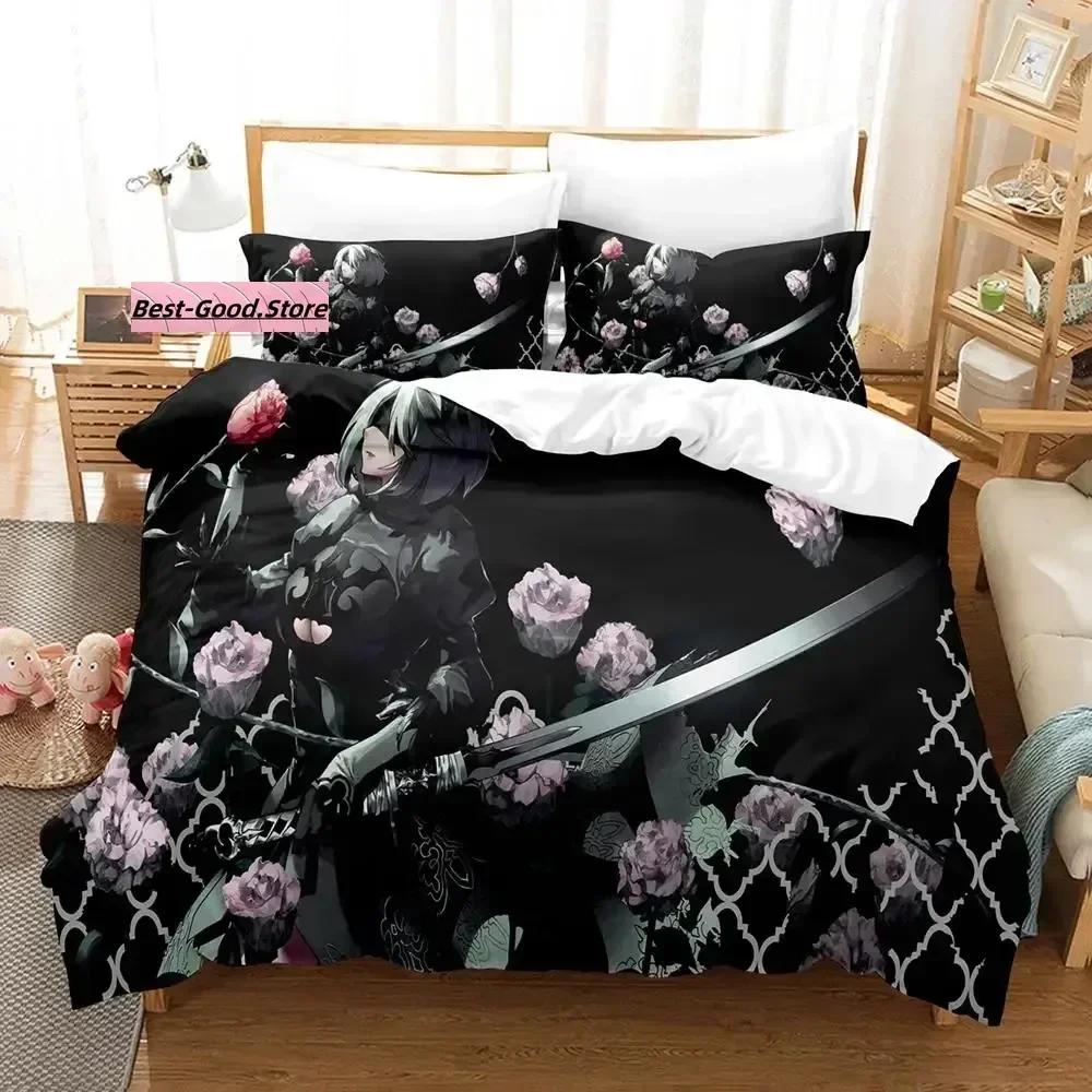 NieRAutomata Bedding Set Single Twin Full Queen King Size Bed Set Aldult Kid Bedroom Duvetcover Sets 3D Print Game Kawaii