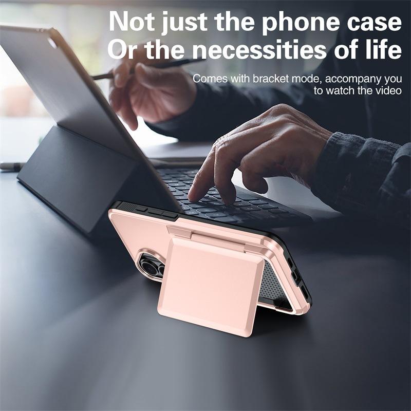 

Applicable To IPhone 16 Card Phone Case Apple 14/15 Plus Two-in-one Flip Bracket Wallet Protection Case iPhone16ProMax（6.9） чорний
