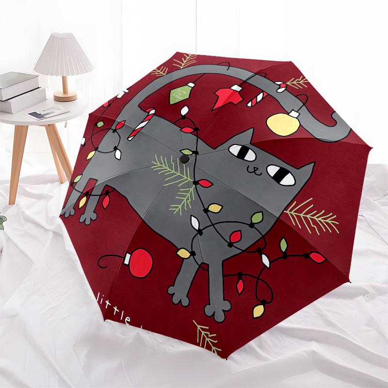 

1pc Christmas Cat Helper Umbrella with Plastic Handle,Compact & Stylish,Cartoon Pattern,Outdoor UmbrellaPT394