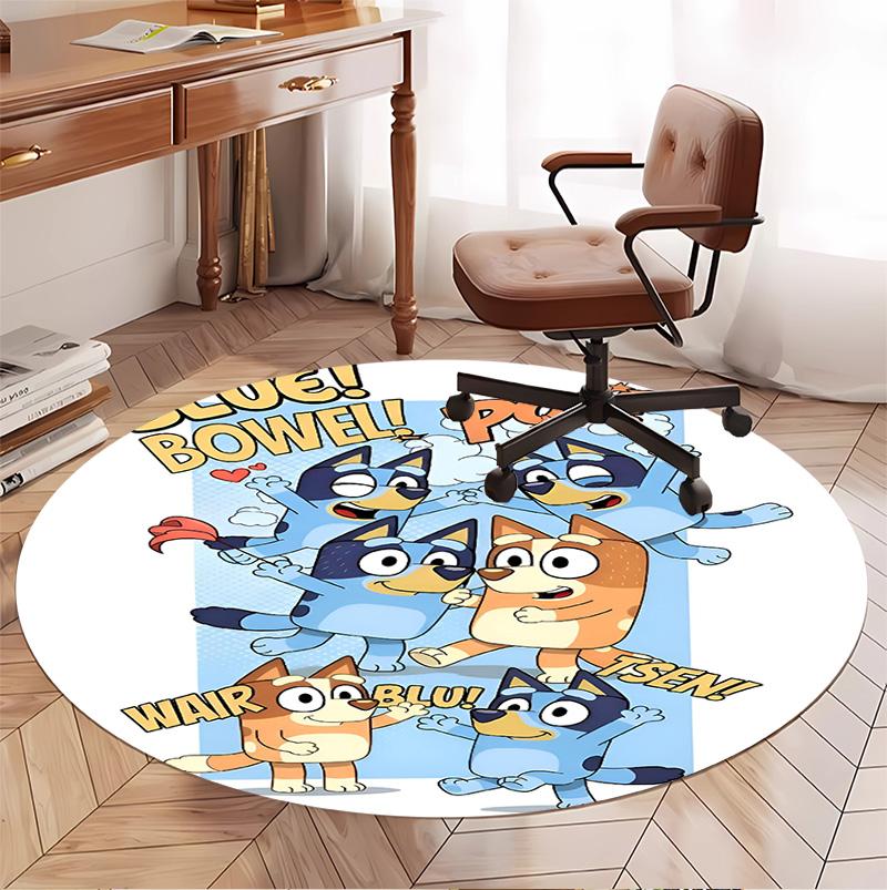 Bluey Pattern Round Rug, Indoor/Outdoor Mat, for Picnic, Gameroom, Bedroom, Office, Living Room, Home Decor Carpet, Birthday Gift