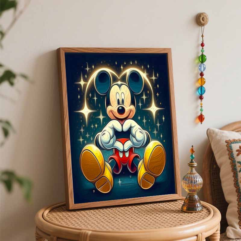 Disney Mickey Mouse Heart Oil Painting Kit Home Bedroom Wall Decor Handmade Gift Art Painting Craft DIY Personalized Creative Decor