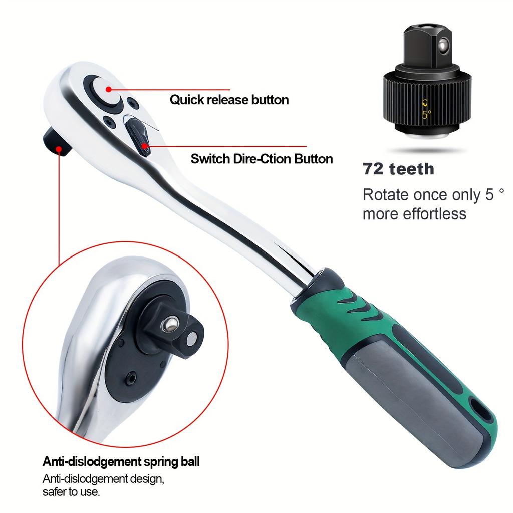 29pcs 72/24Tooth Drive Socket Set1/4"Ratchet Socket Wrench,Compact Sockets Set for Car Repair,Mechanic Tool for Repair Household