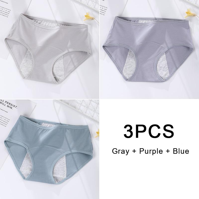 3PCS/set Women's menstrual briefs large flow postpartum water absorption leakproof briefs women's pure cotton menstrual briefs