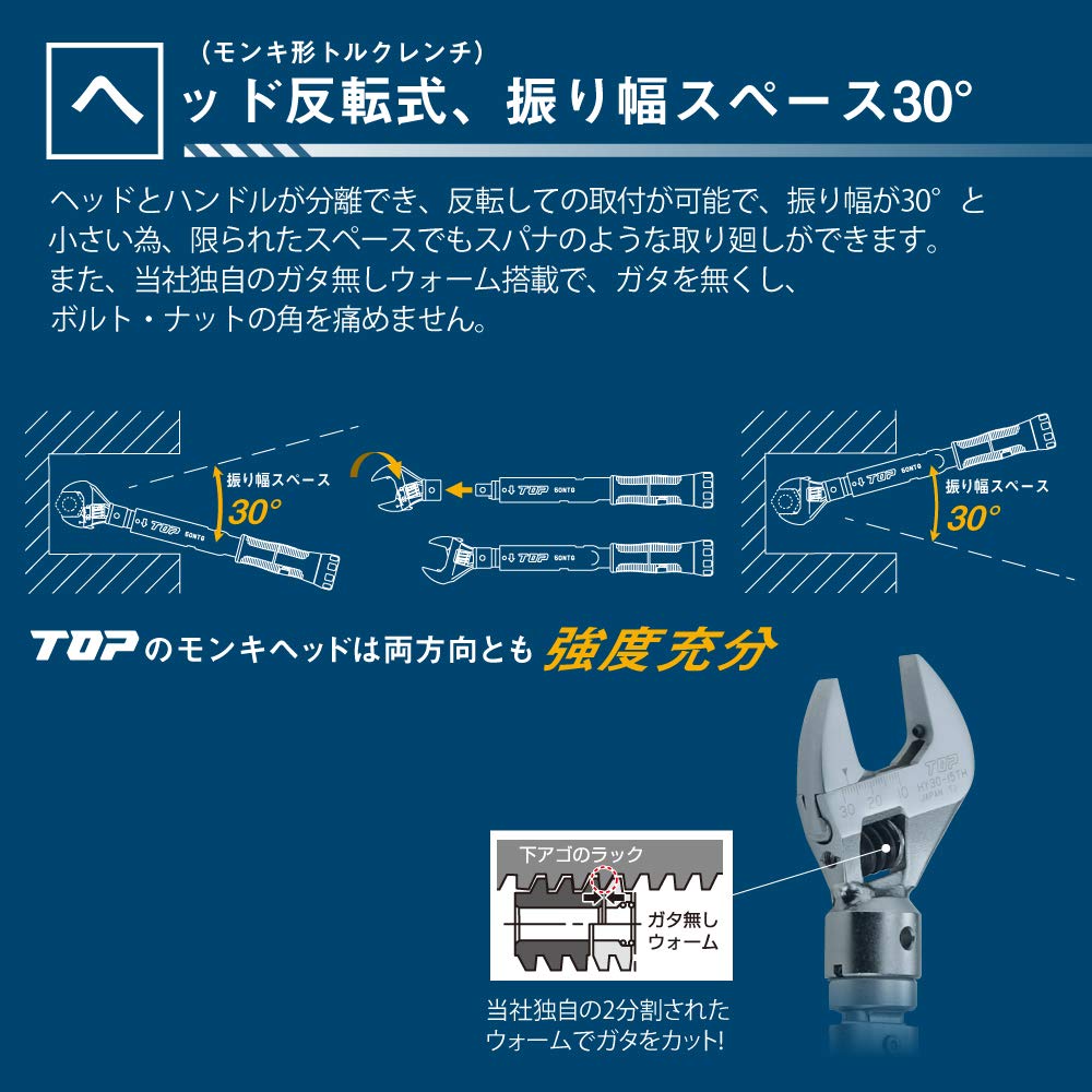 TOP Grip Torque Wrench Made in with Calibration Certificate Monkey/Ratchet Set, 40-200 N.m, TS-200NTG, Tsubame-Sanjo, Japan,