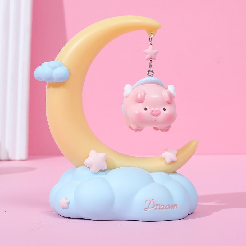 Moon Fairy Tale Night Lamp - Creative and Cute Resin Rubber Star Lamp - Warm Color Bedside Night Lamp - Birthday Gift