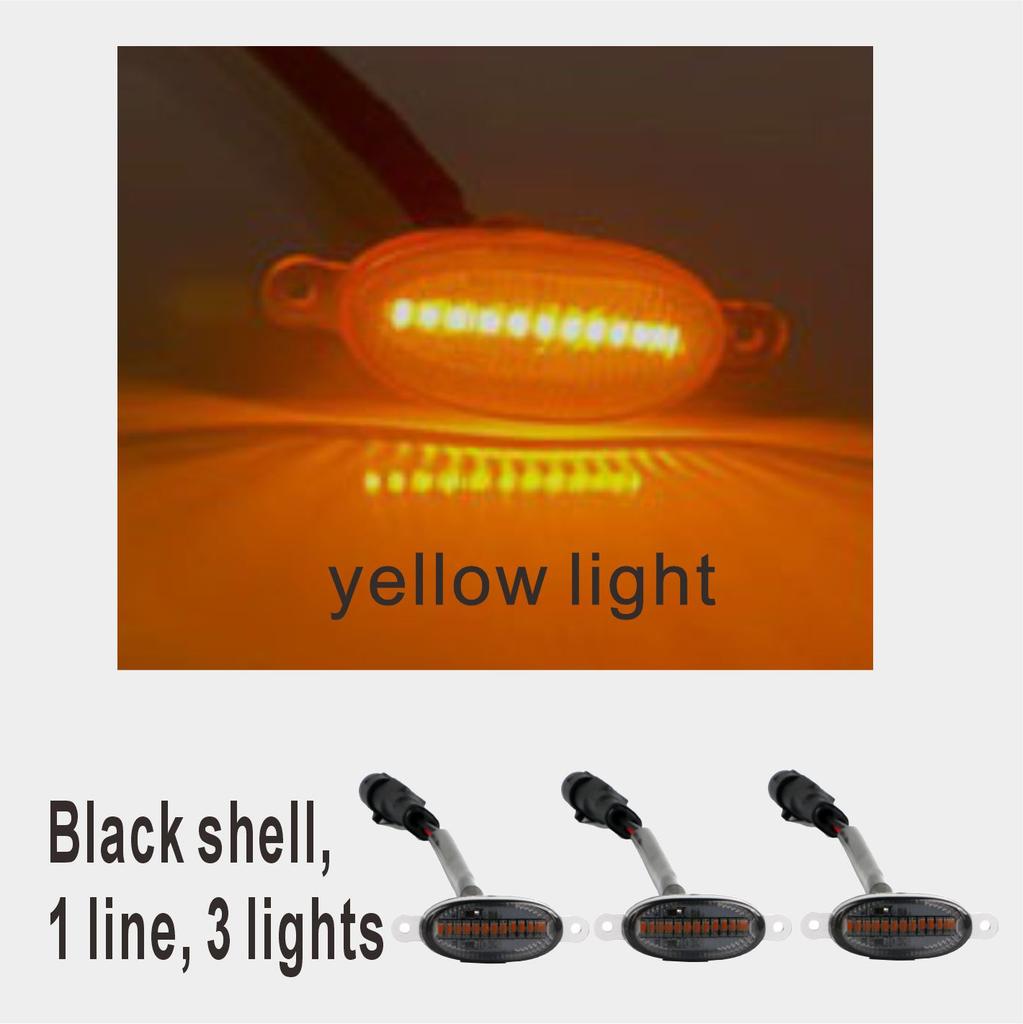 Car LED center grille yellow light 12V 24V 10 lights waterproof grille flashing pickup truck modification center grille daytime