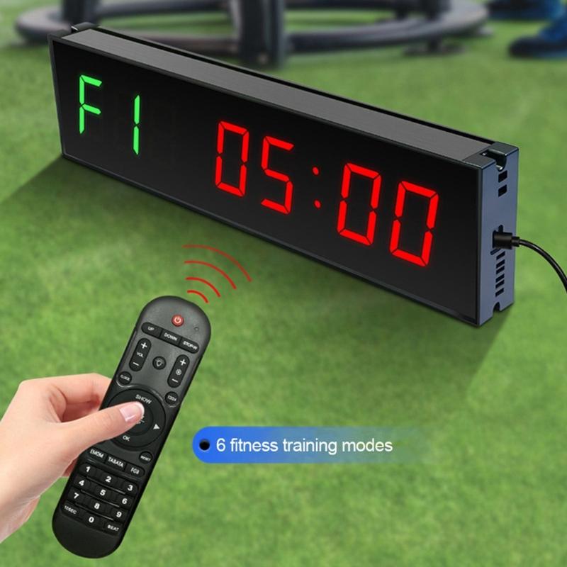 Large Screen Gym Timer 1.5Inch Digits Count Down/Up Timer Box Cycle Interval Clock Stopwatch for Gym Fitness Training