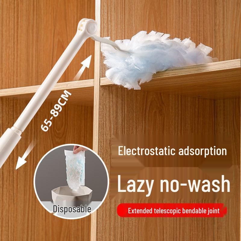 Retractable Long Handle Electrostatic Feather Duster - No-Wash, Disposable Dusting Tool for Easy Cleaning
