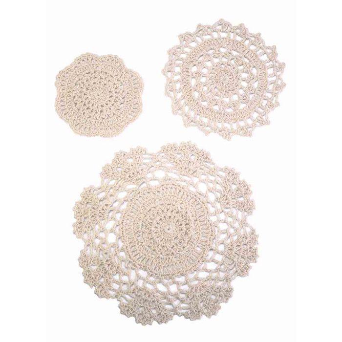 Ecru Cotton Doily 3 Pieces
