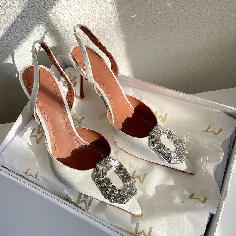 Fashion 2025 Spring And Summer New Pointy Fairy Wind Transparent Rhinester High Heels With Silk Crystal Sandals Woman  Pumps
