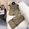 Simple Sleeveless Suit Vest Casual Wide Leg Pants Two-piece Set for Women Elegant Suit Set