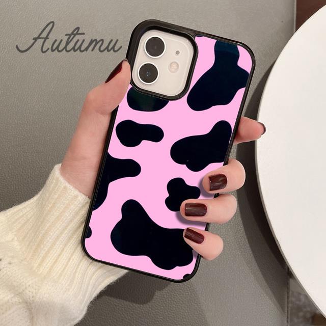 Floral Cow Phone Case for iPhone 11 12 13 14 Pro Max Mini X XR XS SE 2020 5 6S 7 8 Plus Samsung Galaxy S21 S22 Cover Shell