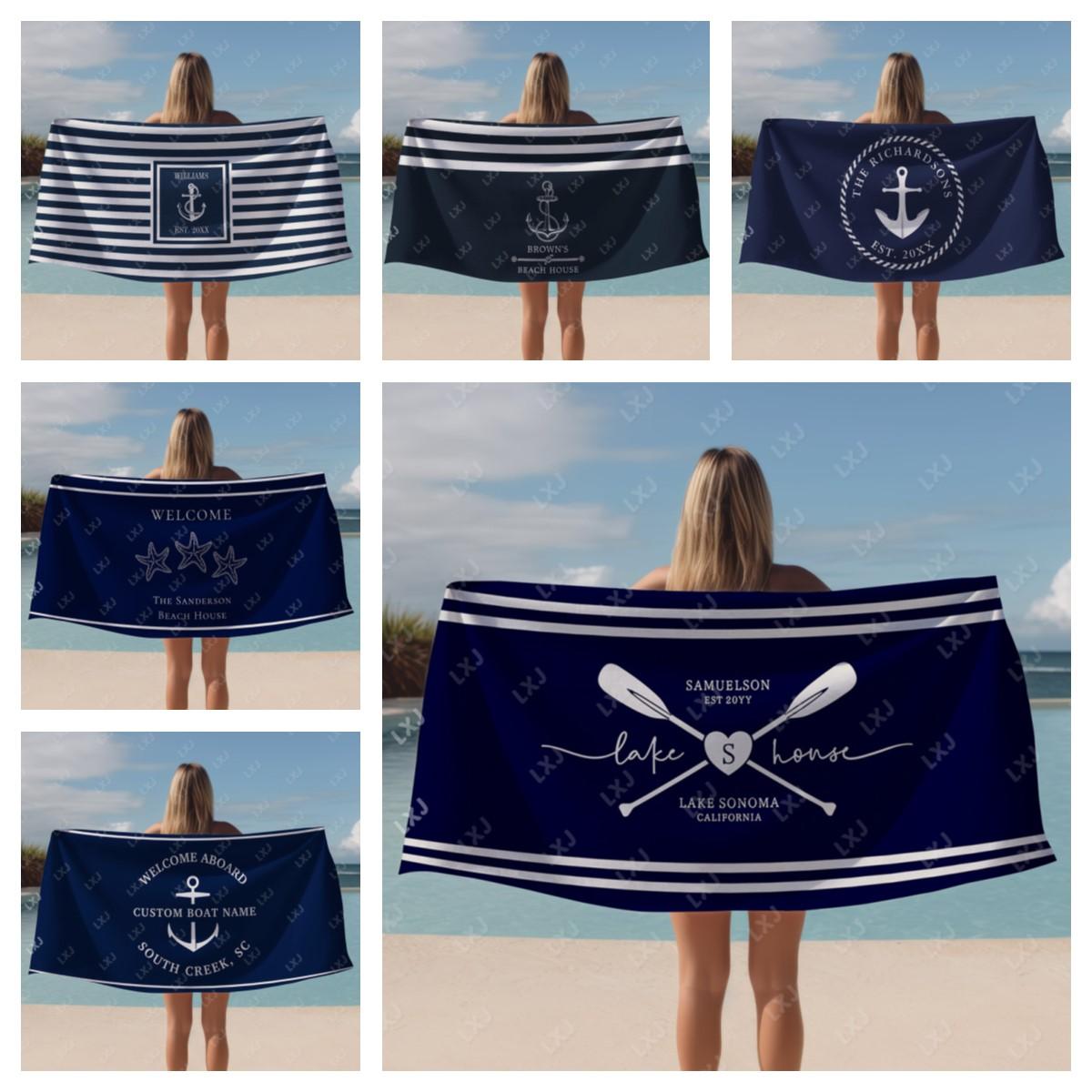 Jmg Household Supplies Custom Beach Towel Quick Dry Sand Free Personalized Boat Name Bath Towel For Adults Kids Nautical Gifts Yacht Beach Accessories
