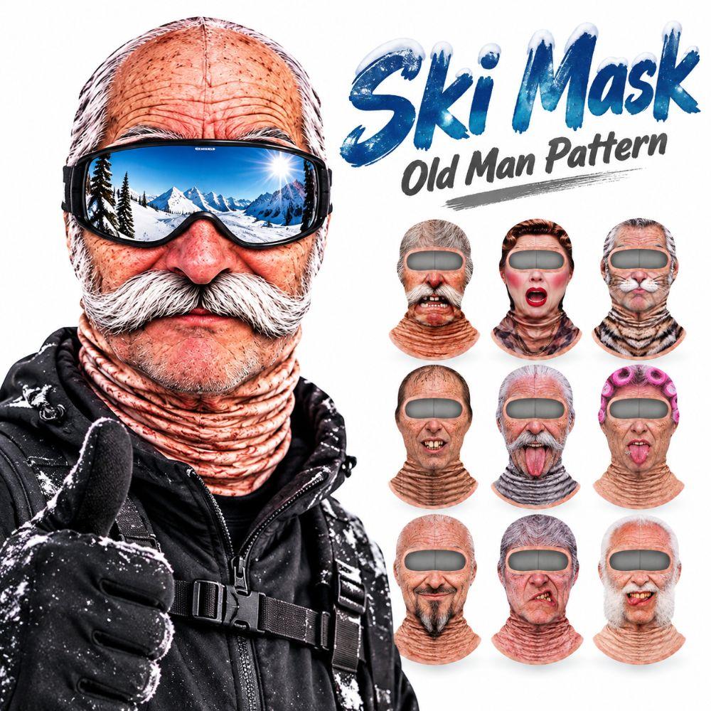3D Face Printed Balaclava Vzor starca Maska na celú tvár pre Zimné Vonkajšie Športy Cyklistiku