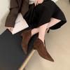 2025 New Short Thick Heel Suede Low Tube V Mouth Martin Fashion Women's Short Boots