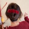 Retro Rote Weihnachten Plüsch Haarspange für Frauen - 2024 Sichere Haarklammer für Half-Updo Kopfschmuck