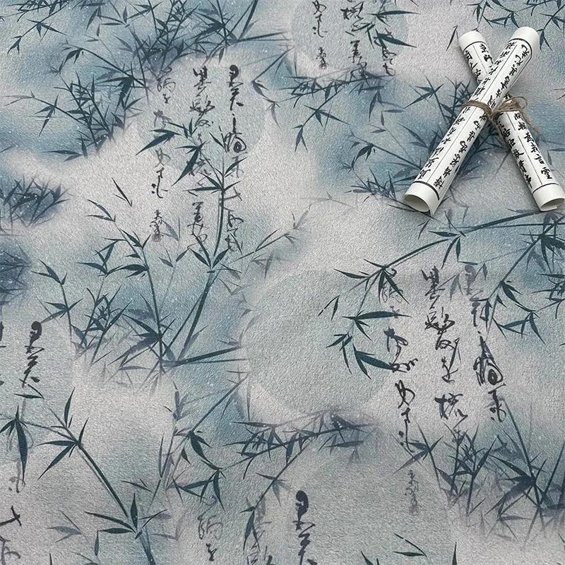 0.5m/1m/2m Encrypted Cotton Linen Retro Chinese Ink Style Fabric For Decorative Cloth Tablecloths Curtains Handmade DIY Fabric