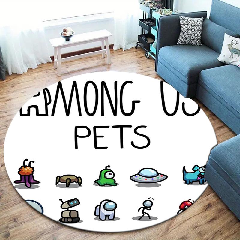 Among Us Round Area Rug,Carpet Rug for Living Room Bedroom Sofa Playroom Decor,Non-slip Floor Mat
