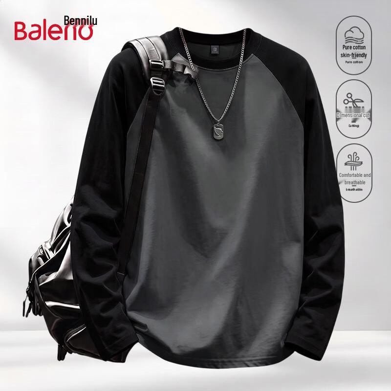 Baleno Men's Long-Sleeve Cotton Crewneck T-Shirt