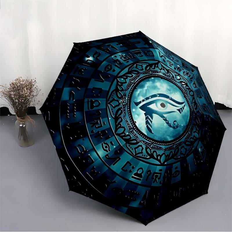 1pc Eye of Horus, Hieroglyphics Automatic Open/Close Umbrella with Folding Feature Compact Travel Umbrella, Lightweight Design, for Commuting152