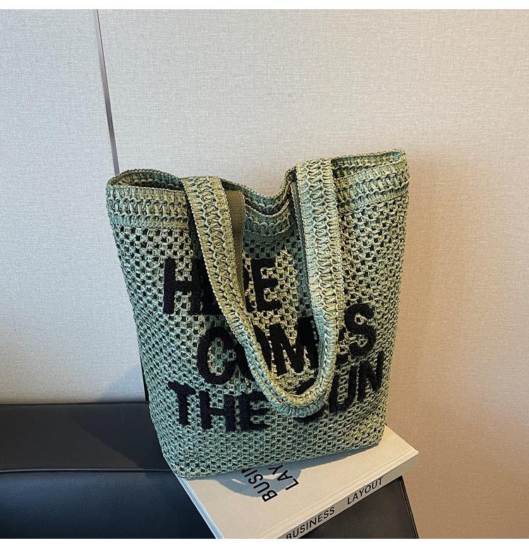 

Large capacity straw woven bag women s spring and summer 2025 new fashion shoulder woven bag high-end beach bag зелёный