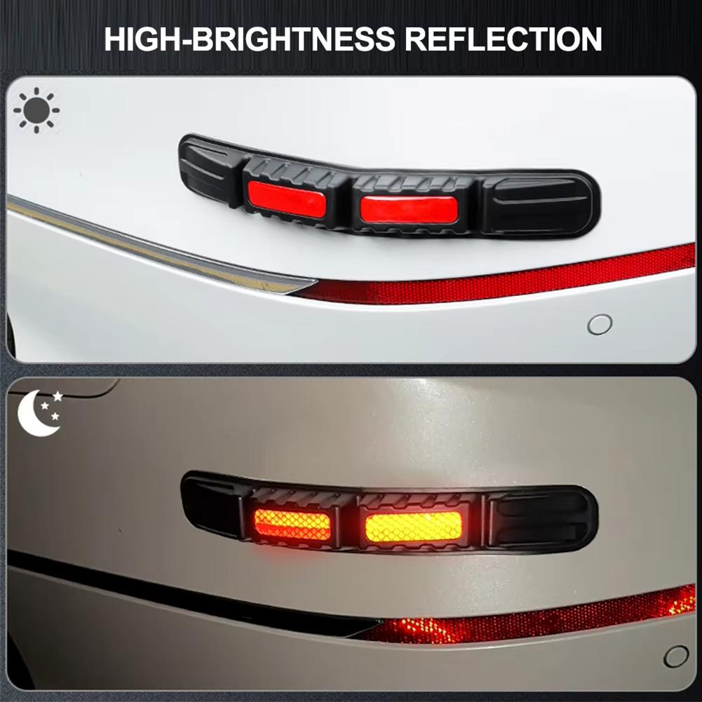 2pcs Car Body Reflective Anti-Scratch Protection Stickers Bumper Corner Anti-collision Decoration Strip Black Auto Accessories