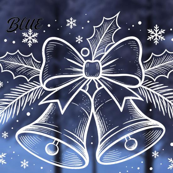 Winter Festive Glass Decoration Christmas Bell Window Sticker PVC Decals with Snowflake Bow Patterns for Xmas Party Ornaments Holiday Home