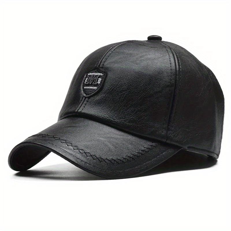 1pc Men's British PU Leather Baseball Cap Adjustable Summer Breathable Casual Hat Spring/Autumn/Spring Summer, Ideal Choice For Gifts