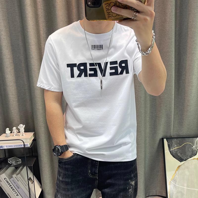 Camiseta Masculina Moderna de Manga Curta com Estampa de Letras 2024