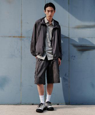[City Leisure] Cn Belted Multi-Pocket Cargo Bermuda Pants [Grey]