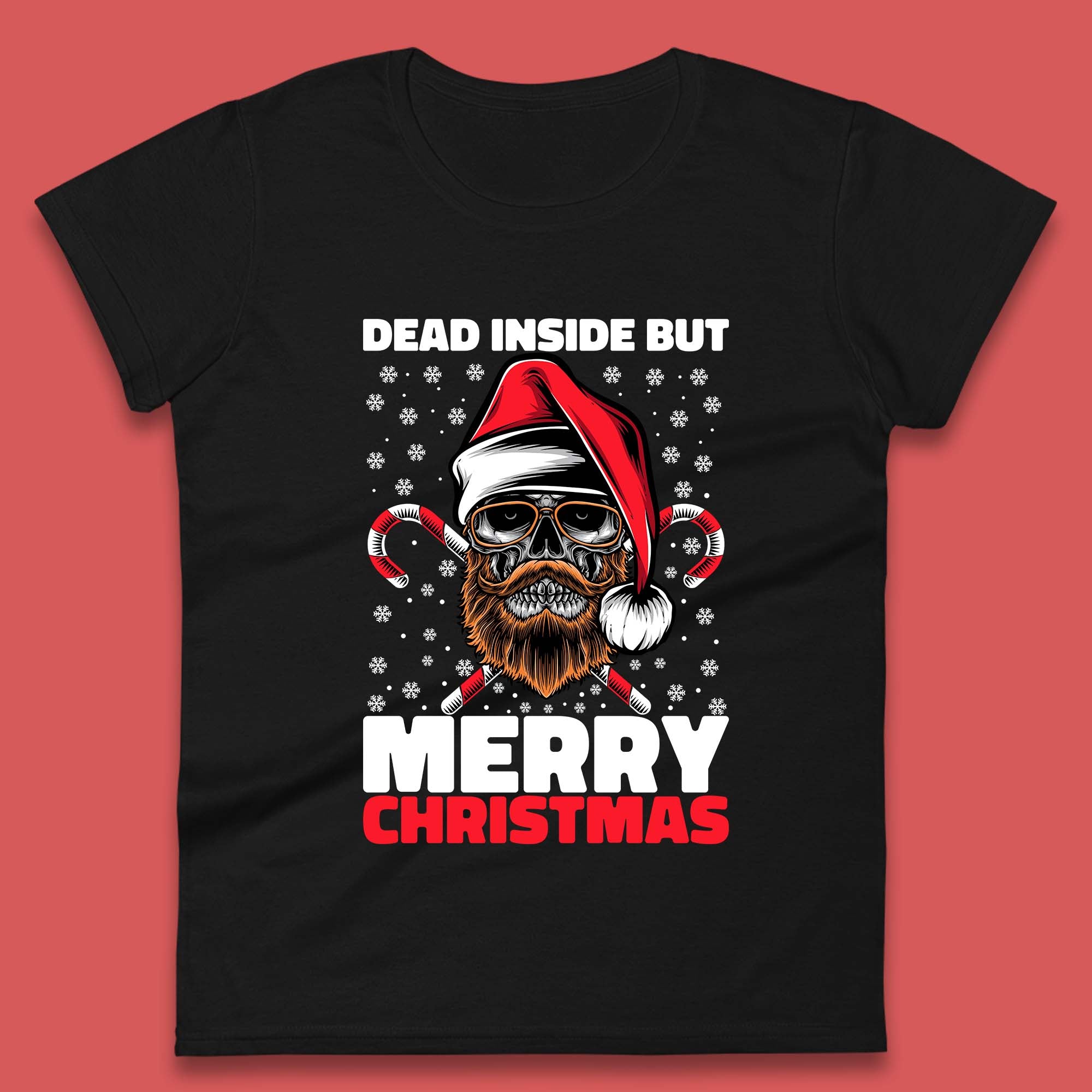 Dead Inside But Merry Christmas Hipster Skull Womens T Shirt Mens Tops Tees Unisex M