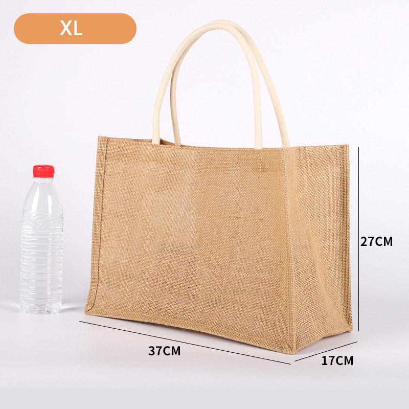Vintage Women Linen Tote Shopper Purses Large Summer Beach Handbags Portable Eco Top Handle Shopping Bag Multiple Sizes Handbag