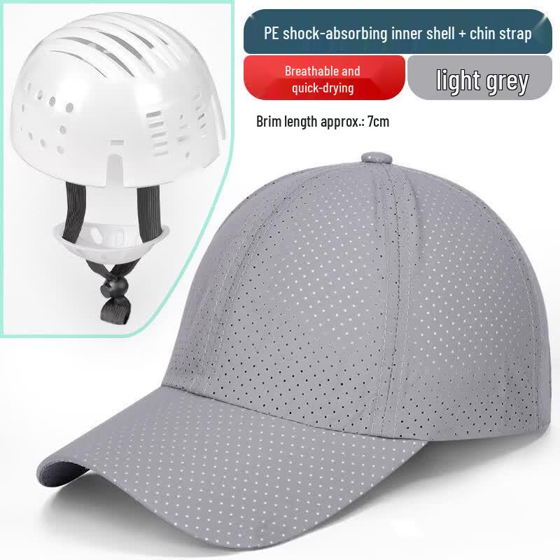 Yao Wang Summer Lightweight Mesh Anti-Collision Cap светло-серый