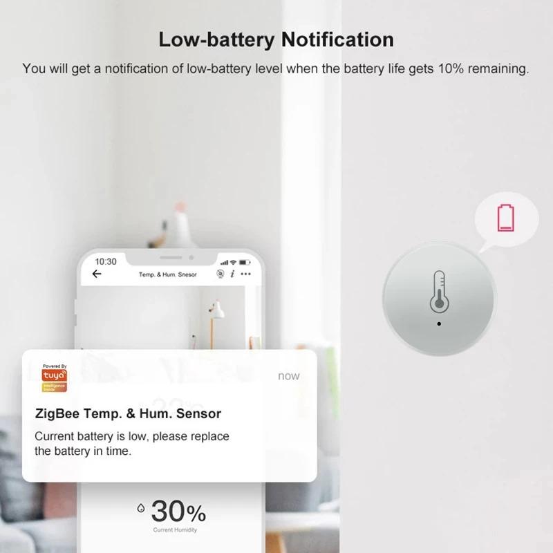 Tuya Zigbee Temperature And Humidity Sensor Voice Control Intelligent Home Hygrometer Real-time Monitoring Voice without battery